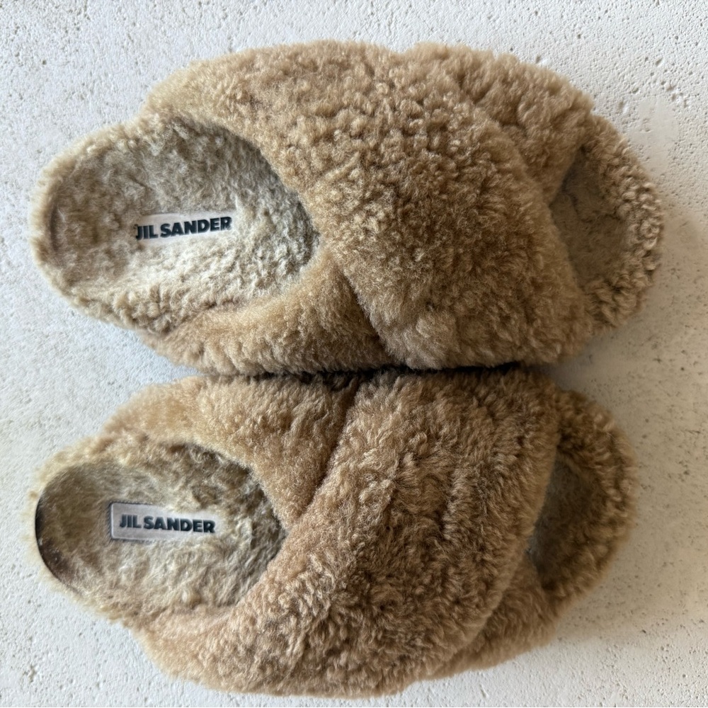 Jil Sander Shearling Oversized Wrapped Sandals